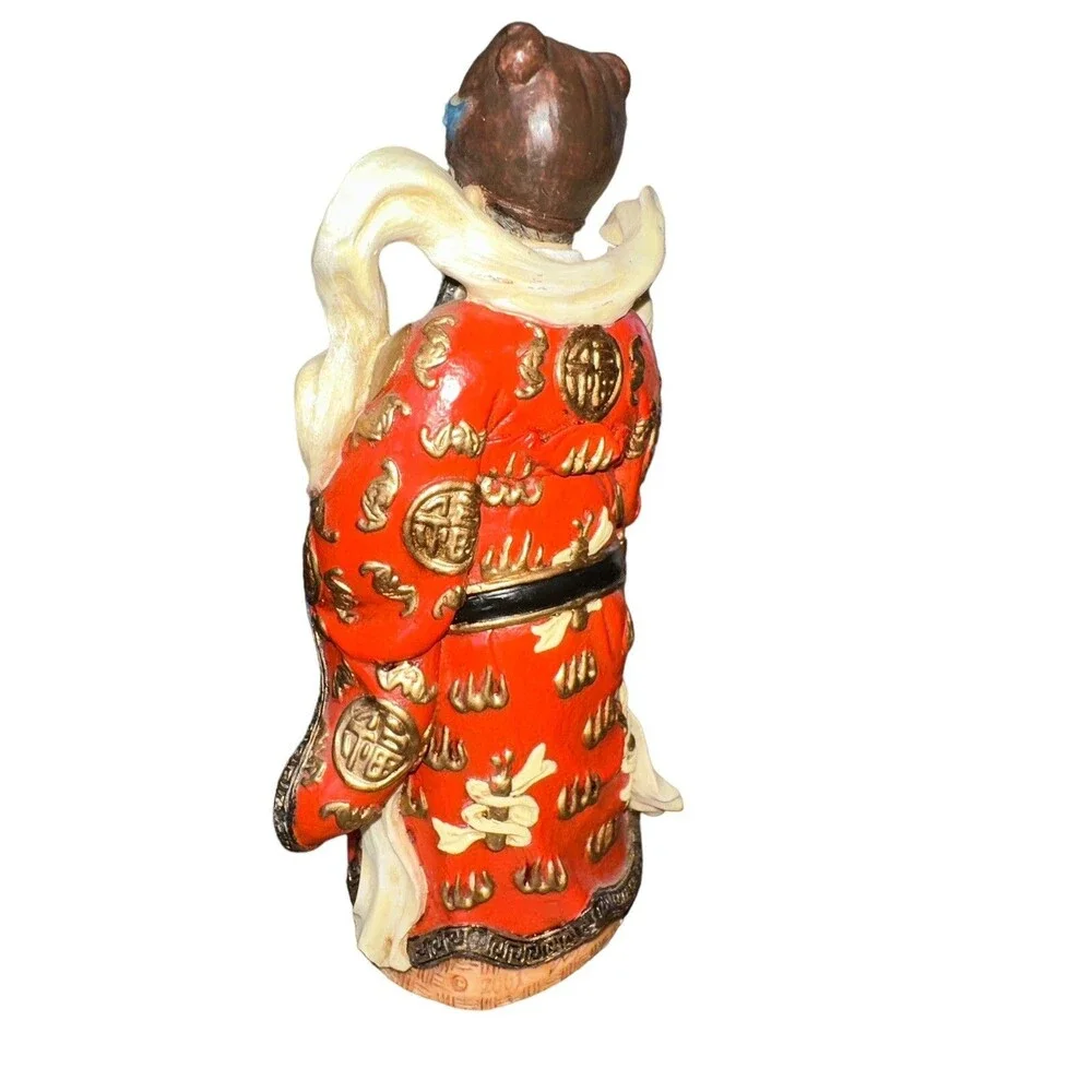 Vintage Chinese Immortal Scholar Figurine Lu God Prosperity Scroll Resin 7